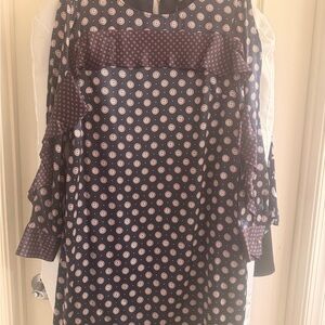 Banana Republic Navy and Burgundy Patterned Dress